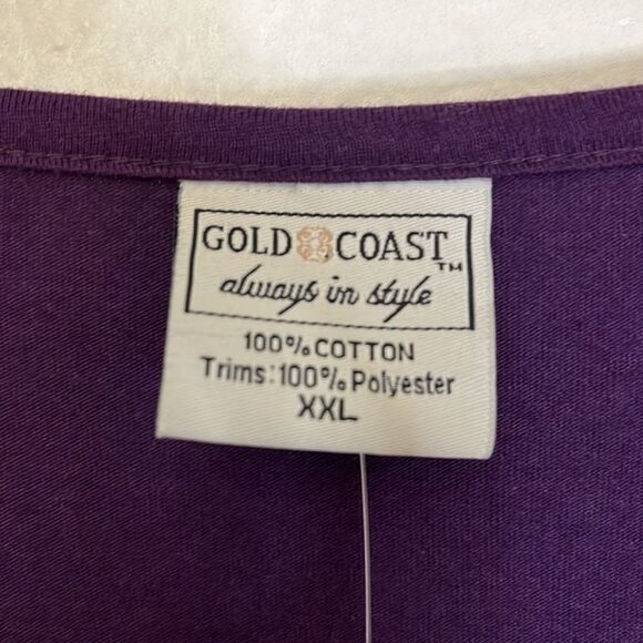 Gold Coast Always in Style Purple Lace Hem Henley Cotton Blouse Women's XXL - Picture 3 of 13